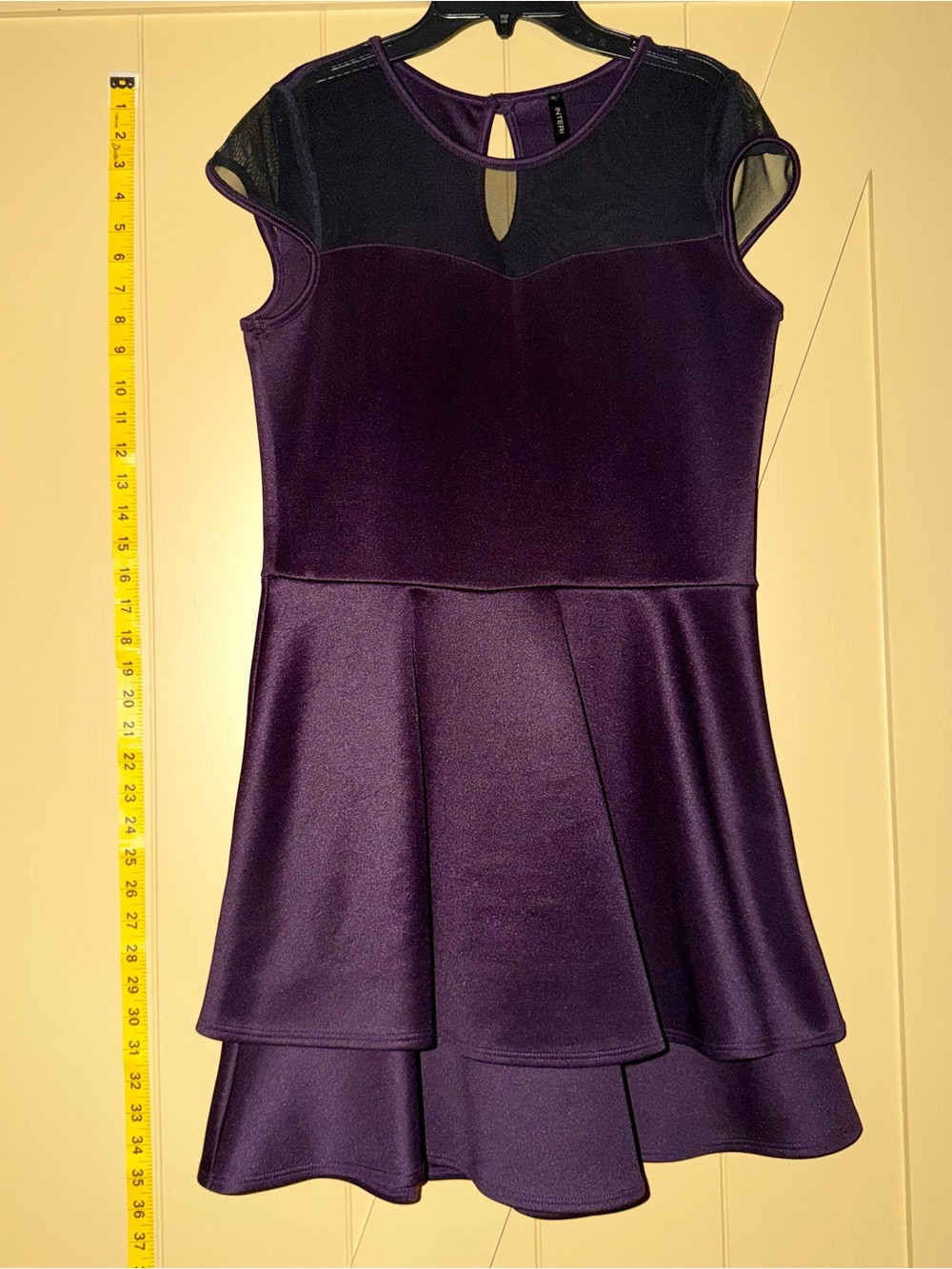 Purple Fit & Flare Dress with Mesh Yoke